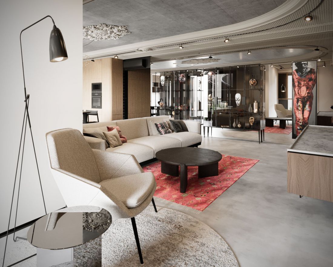 Widok na salon w mieszkaniu 