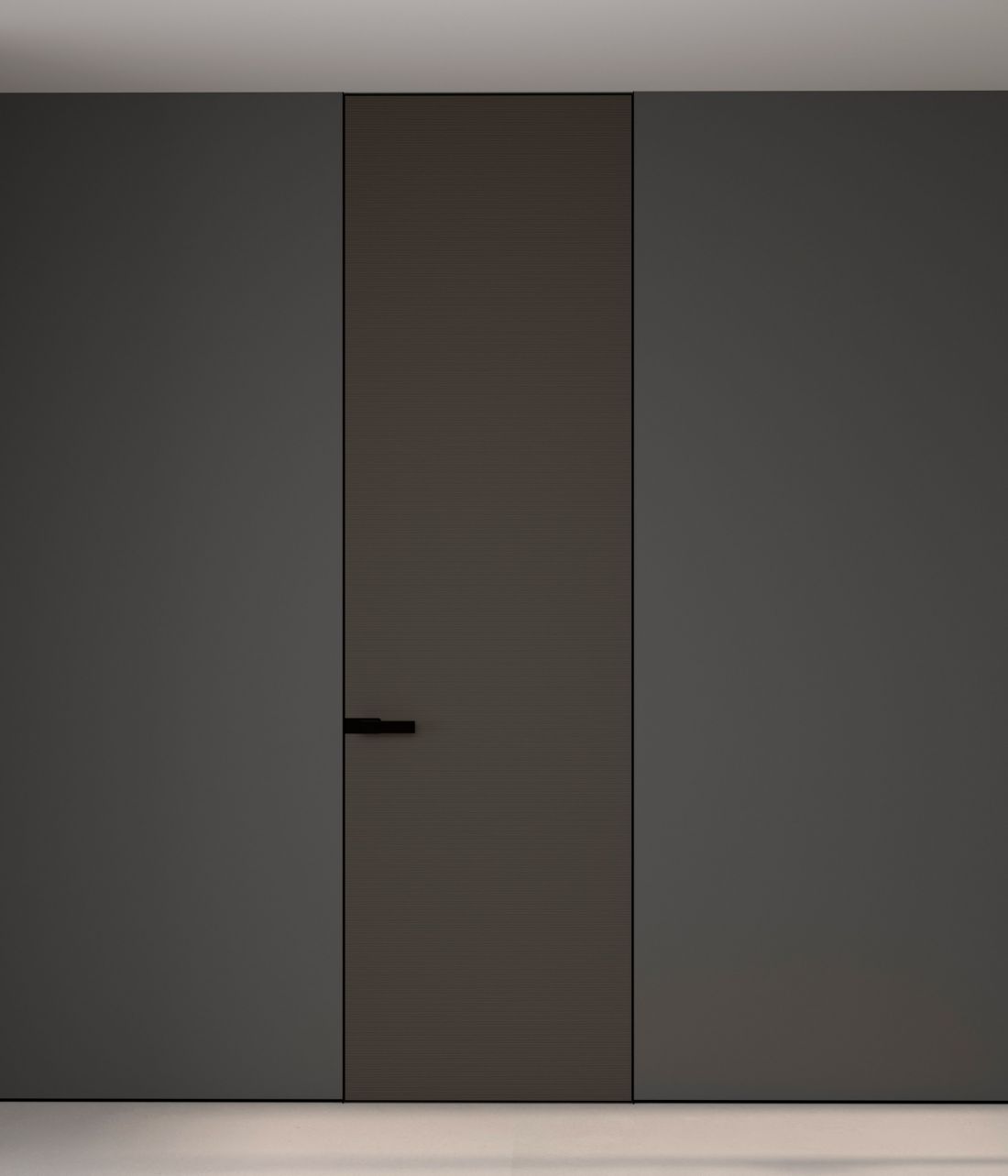 Drzwi ukryte NULD w wysokości do sufitu, bez górnej belki. ,EN: NULD concealed door in ceiling height, without top bar