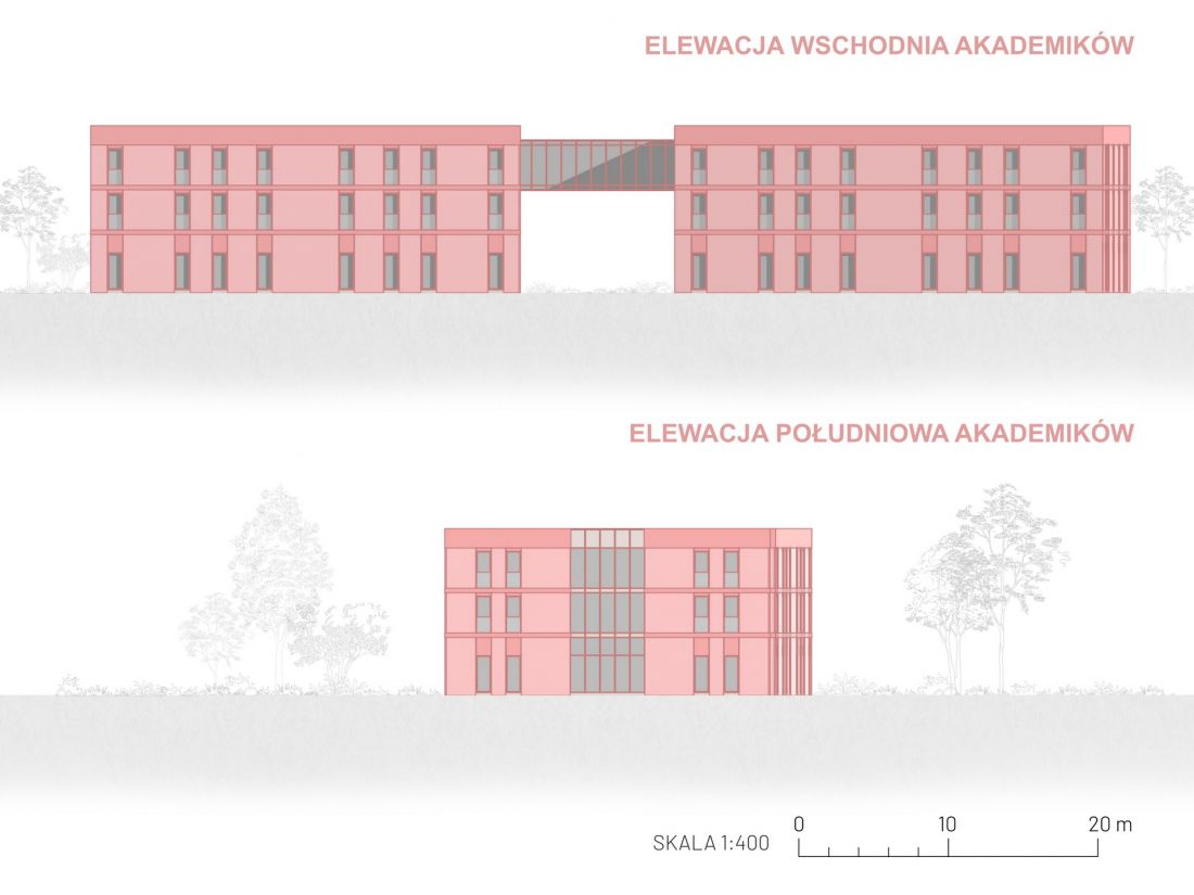 akademiki - elewacja wschodnia i południowa