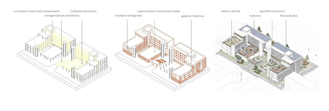 aksonometrie wyburzenia projektowane 