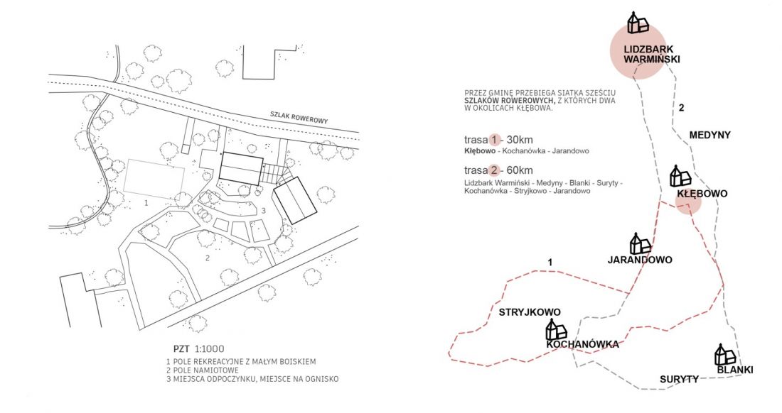 plan zagospodarowania terenu i schemat szlaków rowerowych