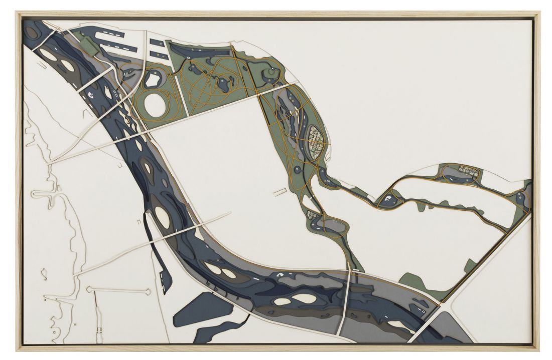 wizja Warszawy, w której jako efekt proponowanej w projekcie naturalizacji, tworzą się rozlewiska równolegle do okresowych wezbrań rzeki Wisły