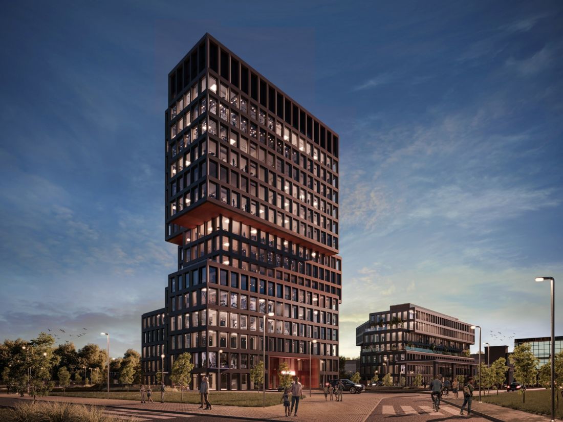 Biurowce przy rondzie Rataje i ul. Komedy w Poznaniu, wizualizacja, proj. EASST Architects; 