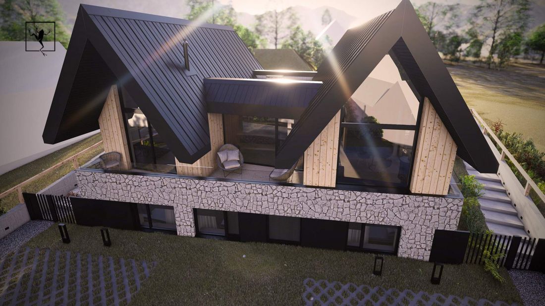 Projekt domu rekreacyjnego A_47 w Sromowcach Wyżnych nad Jeziorem Czorsztyńskim