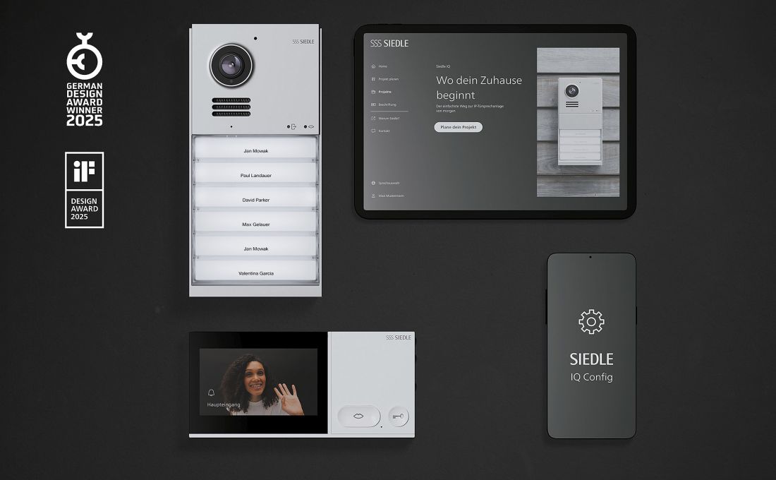 Cała rodzina produktów Siedle IQ - a centralnym elementem jest platforma chmurowa oparta na IoT