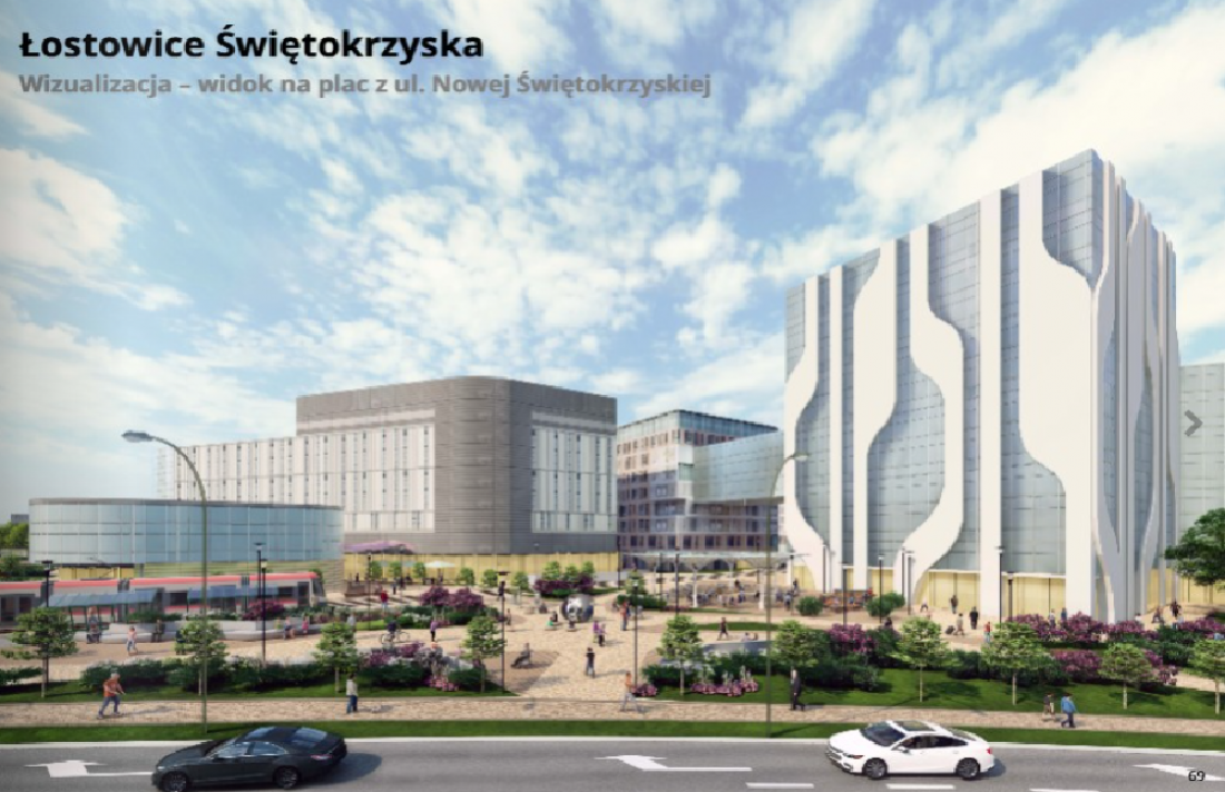Widok na plac z ul. Nowej Świętokrzyskiej. Koncepcja 