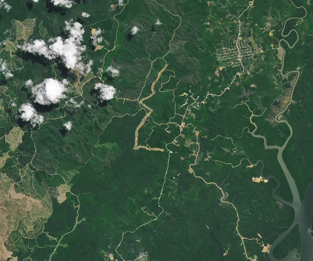 Nusantara w kwietniu 2022 r. Zdjęcia zostały wykonane przez OLI-2 (Operational Land Imager-2) na satelicie Landsat 9 