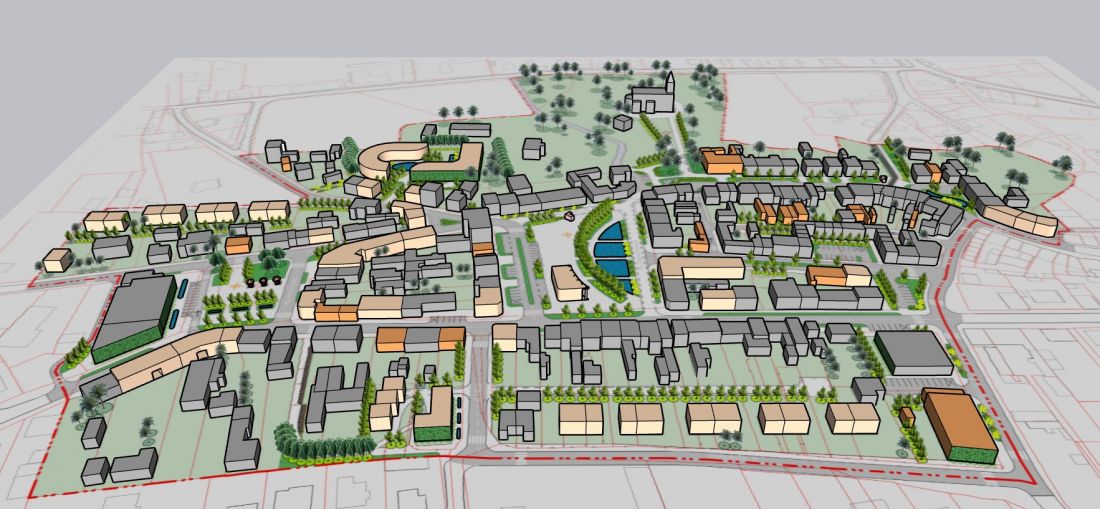 wizualizacja koncepcji rewitalizacji centrum Nowego Miasta nad Pilicą - widok od strony północnej