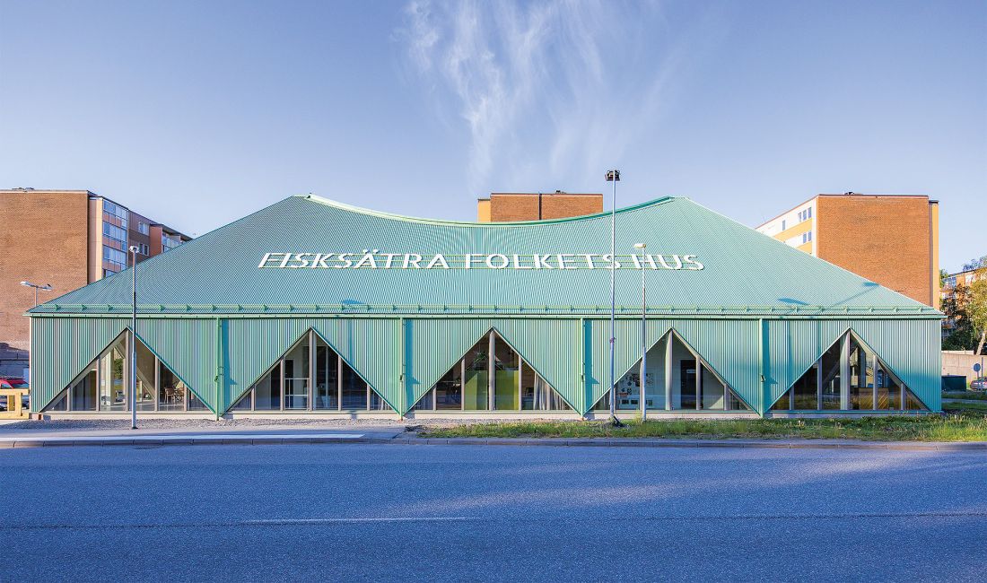 Fisksätra Folkets Hus, Sweden, by sandellsandberg arkitekter, Stockholm. GreenCoat Pro BT in Silver Fir Green