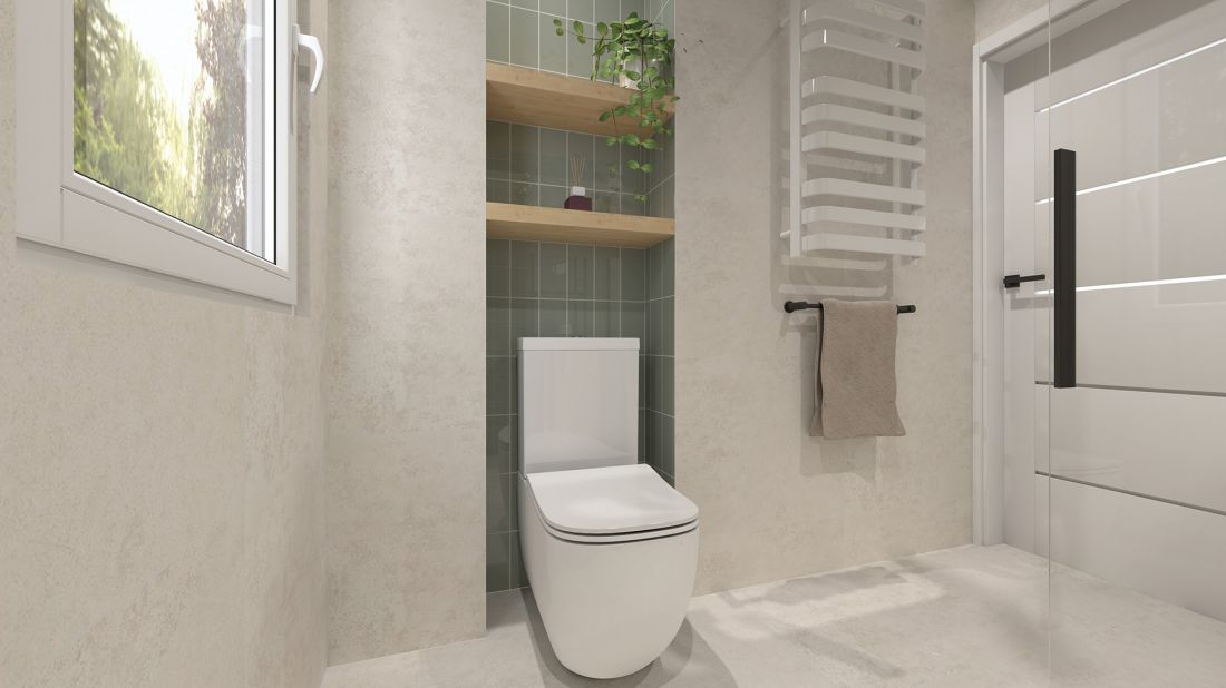 Kompakt Ergoseat 3.0, grzejnik Scala White, wieszak na ręcznik Nias