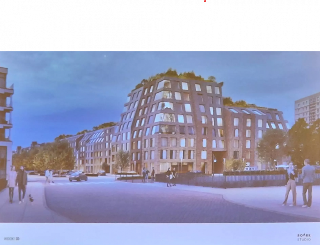 Ten projekt nie jest już aktualny. Plansza prezentowana przez inwestora radnym w 2024 r podczas Miejskiej Komisji Zagospodarowania Przestrzennego