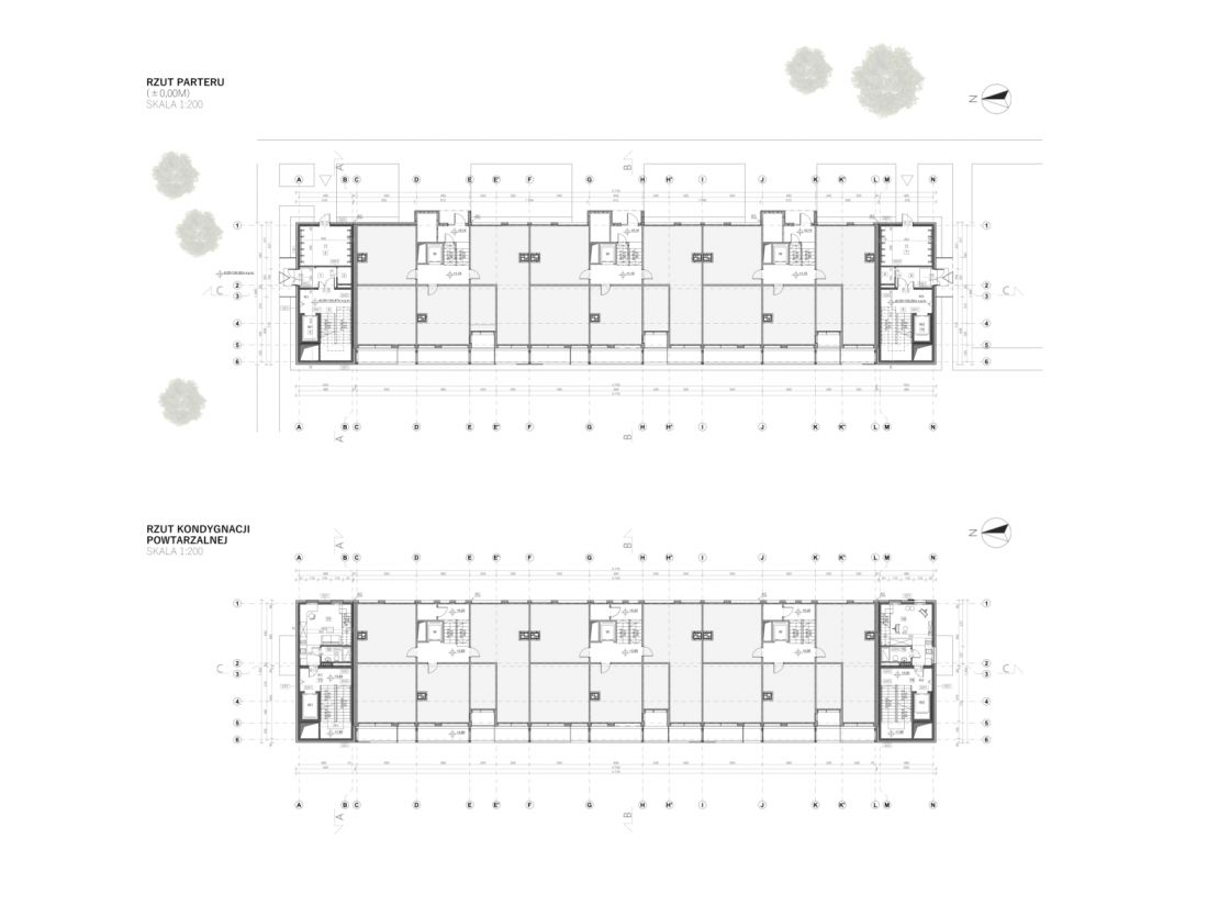 rzuty parteru i kondygnacji powtarzalnej 
