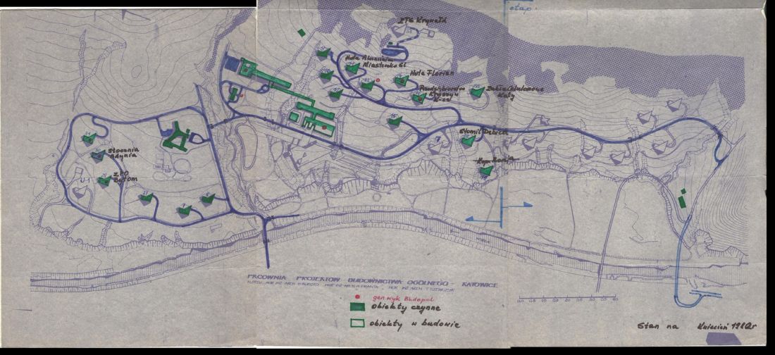 mapa planu budowy dzielnicy Zawodzie, 1980
