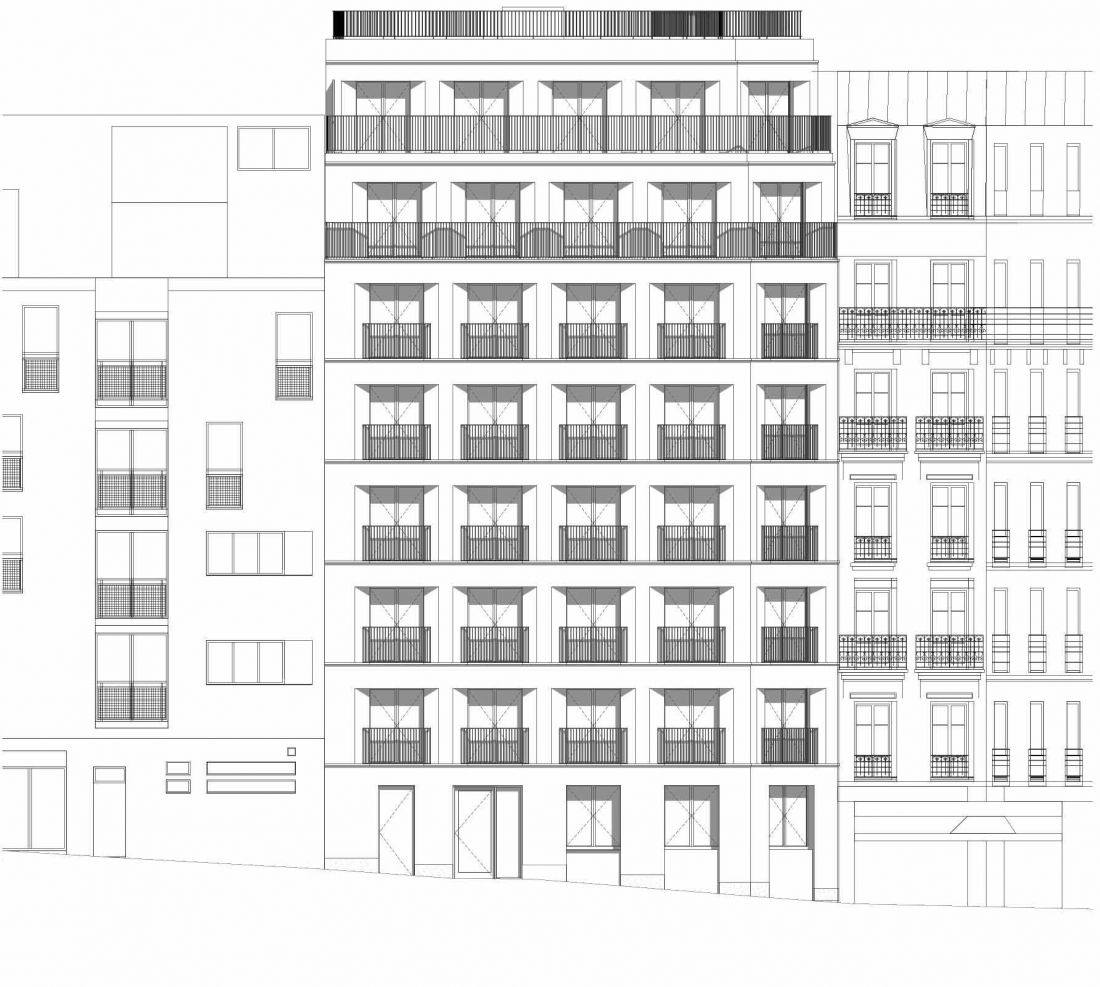 Blok mieszkaniowy przy 18 Rue Pradier w Paryżu