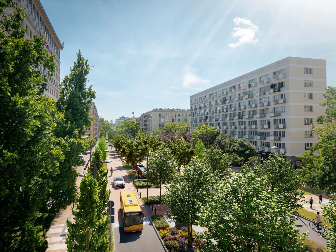 Przebudowa ulicy Kruczej w Warszawie, plac przed Grand Hotelem