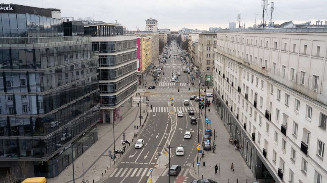 Ulica Krucza w Warszawie, widok w kierunku południowym