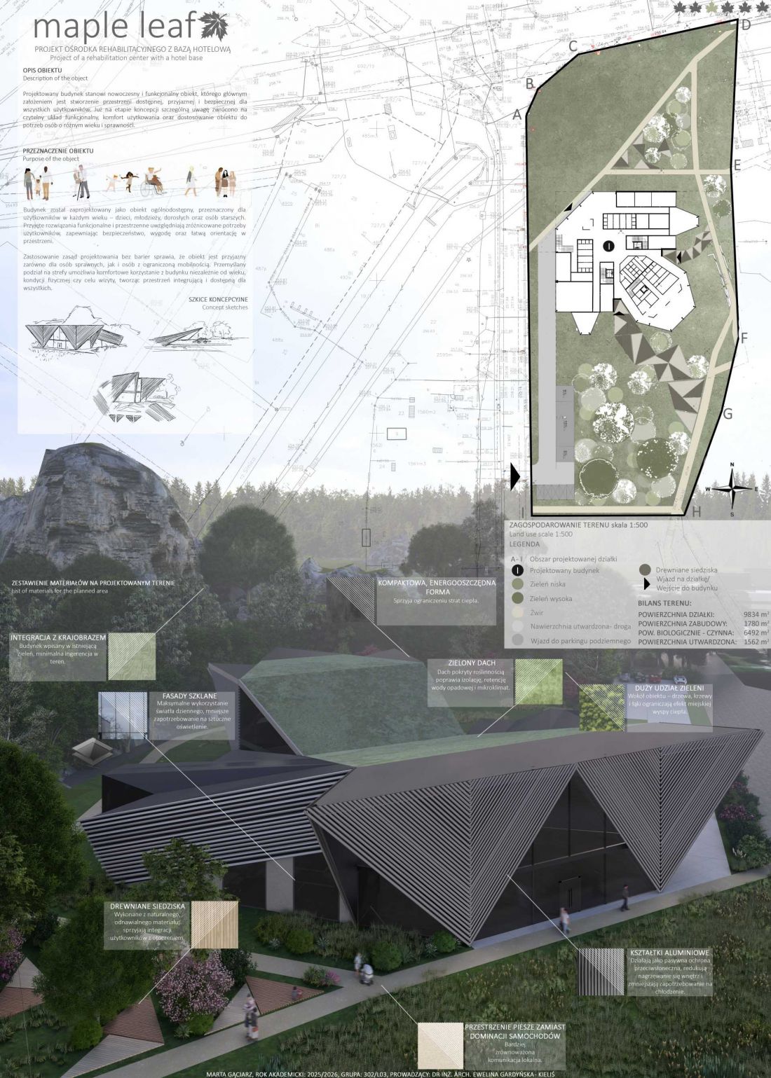 Ośrodek rehabilitacyjny „Maple Leaf” w Kadzielni - projekt Marty Gąciarz