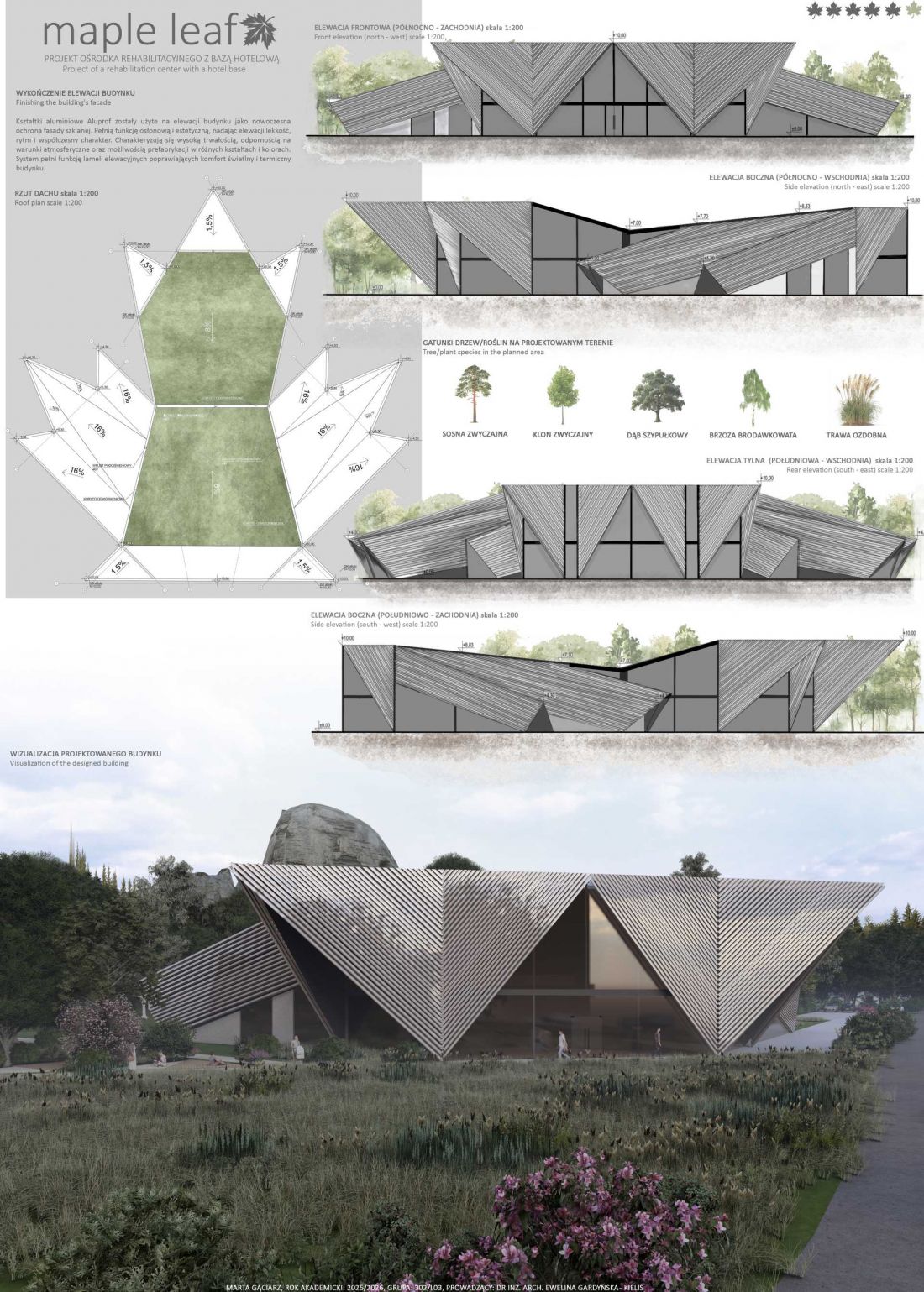 Ośrodek rehabilitacyjny „Maple Leaf” w Kadzielni - projekt Marty Gąciarz