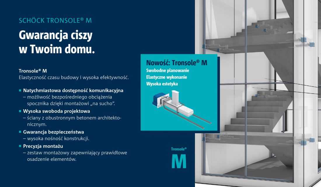 Tronsole® M - kluczowy element izolacji akustycznej dla nowoczesnych prefabrykowanych klatek schodowych