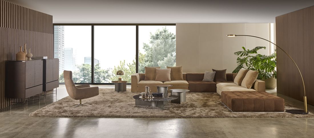 MARELLI - sofa ANDY i MATHEUS, fotel JOY HIGH, stoliki WAVE, kredens KYOTO