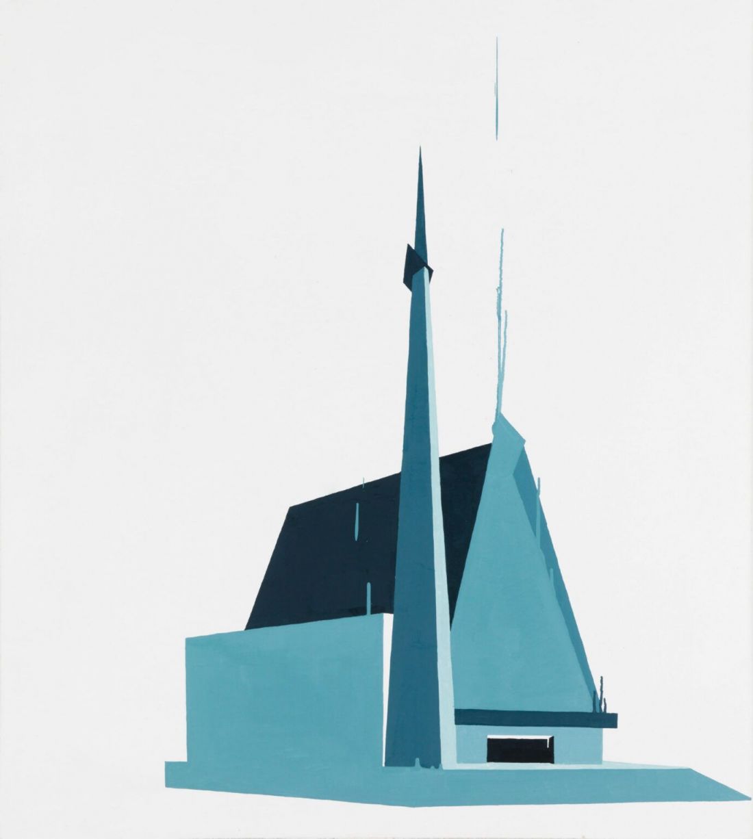 Wilhelm Sasnal, bez tytułu (Kościół), olej na płótnie, 120×110 cm, 2001