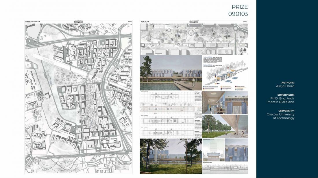 wybrane plansze projektów nagrodzonych w międzynarodowym konkursie architektoniczno-urbanistycznym Cracow University of Technology (CUT) Campus, organizowanym przez Politechnikę Krakowską i Wydział Architektury PK