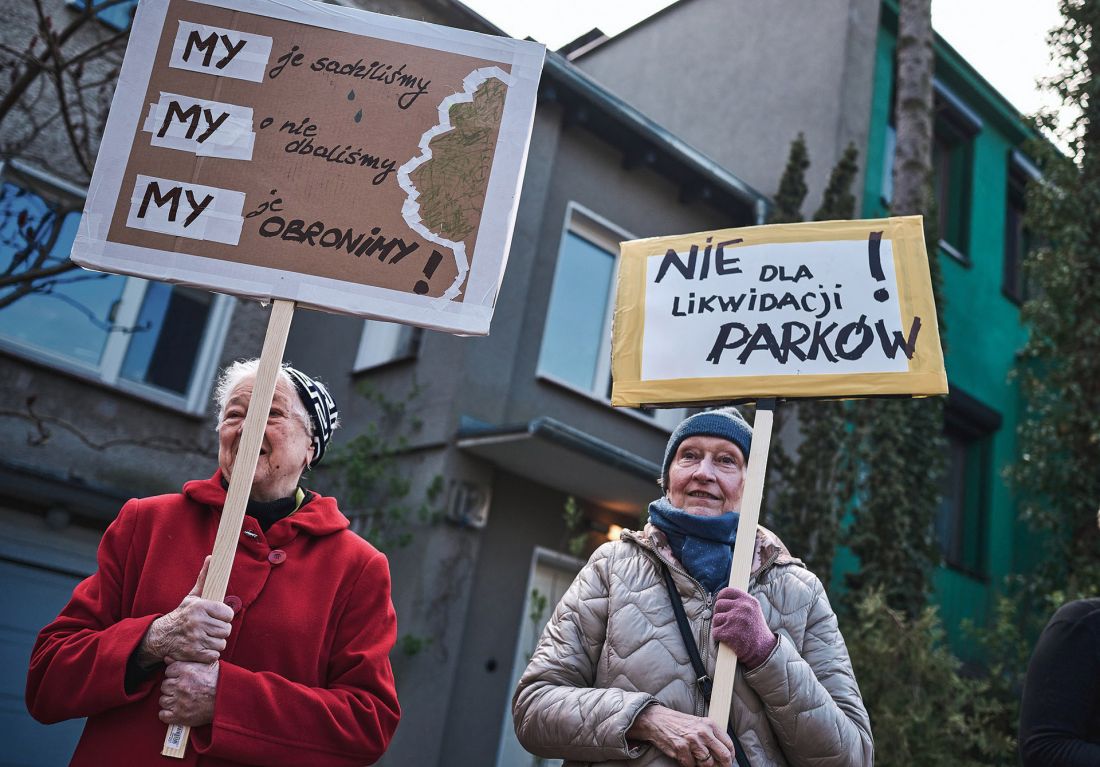kwiecień 2024 roku, protest w obronie zieleni na skwerach