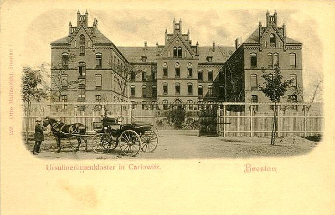 Dawny klasztor Urszulanek we Wrocławiu na pocztówce