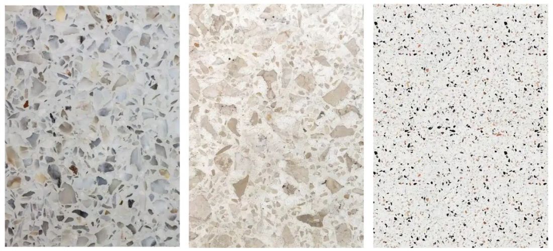 Przykłady posadzek terrazzo wykonanych na produktach Bautech Futura