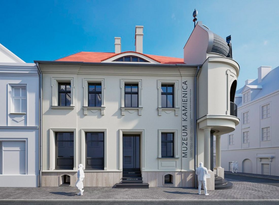 kamienica na rogu Rynku i ulic Krzyżowej oraz Kaliskiej zaadaptowana na muzeum sztuki współczesnej (Muzeum Kamienica), wizualizacja