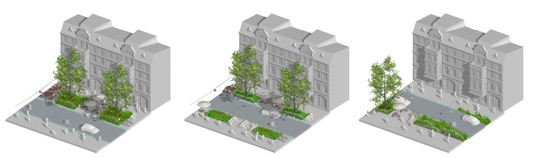 aksonometrie trzech wariantów docelowych po procesie prototypowania