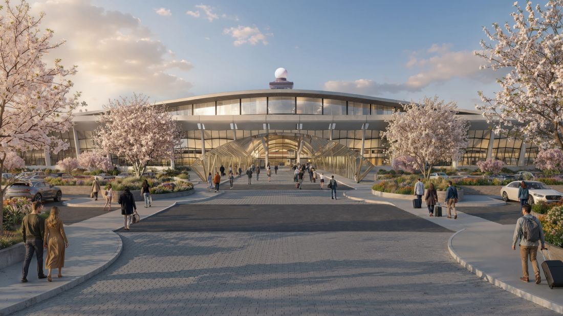 Wizualizacja koncepcyjna proponowanego projektu międzynarodowego lotniska Dulles