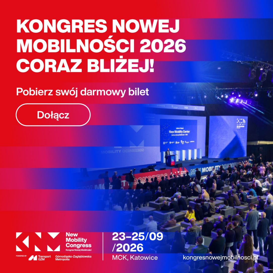 Kongres Nowej Mobilności odbędzie się w Międzynarodowym Centrum Kongresowym w Katowicach w dniach 23-25 września 2026