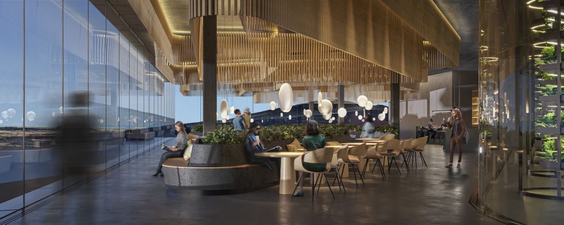 Wnętrze
restauracji z widoczną szklarnią