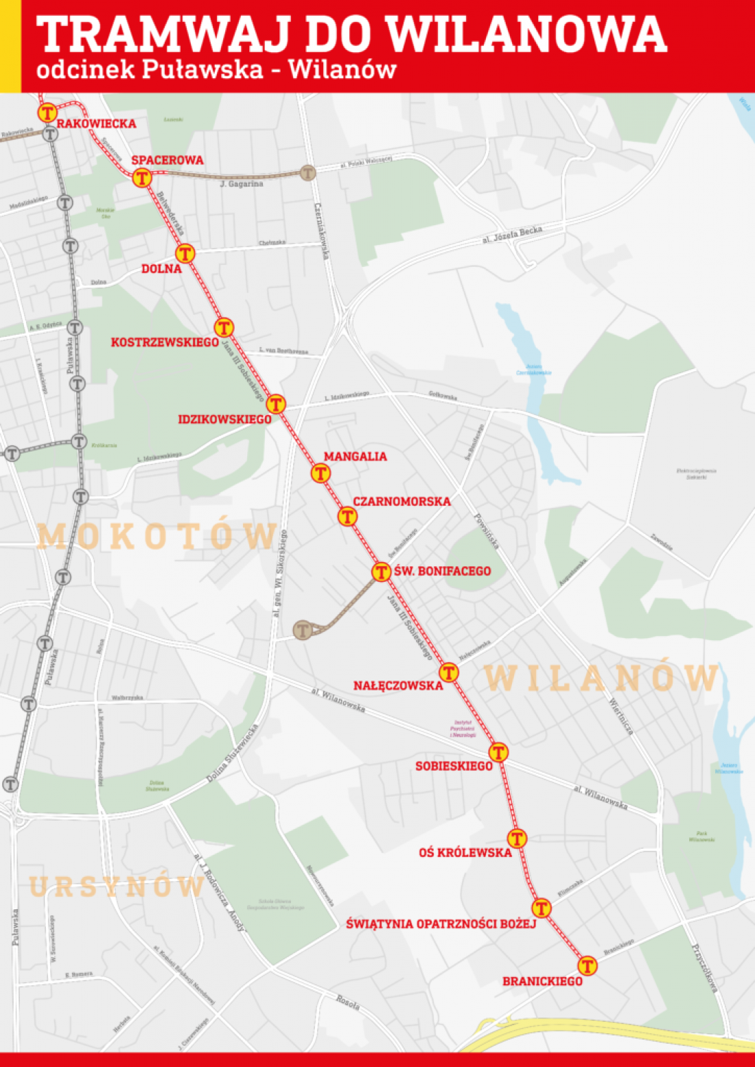Trasa na Wilanów - schemat