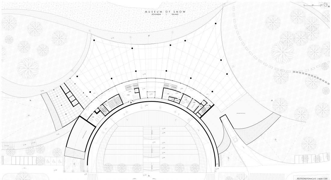 Projekt Muzeum Śniegu w Rovaniemi, rzut parteru