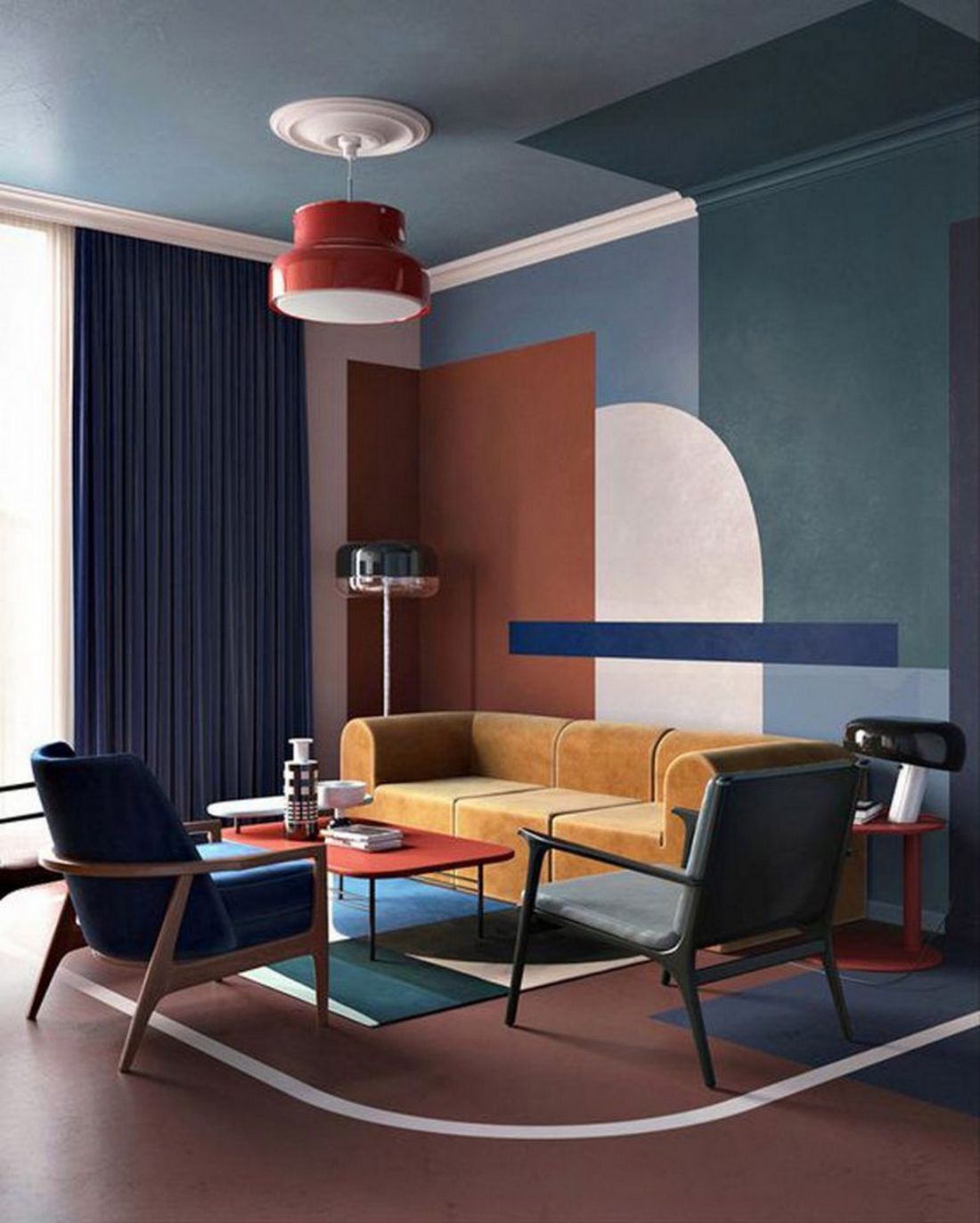 Kolory we wnętrzu w stylu mid-century modern