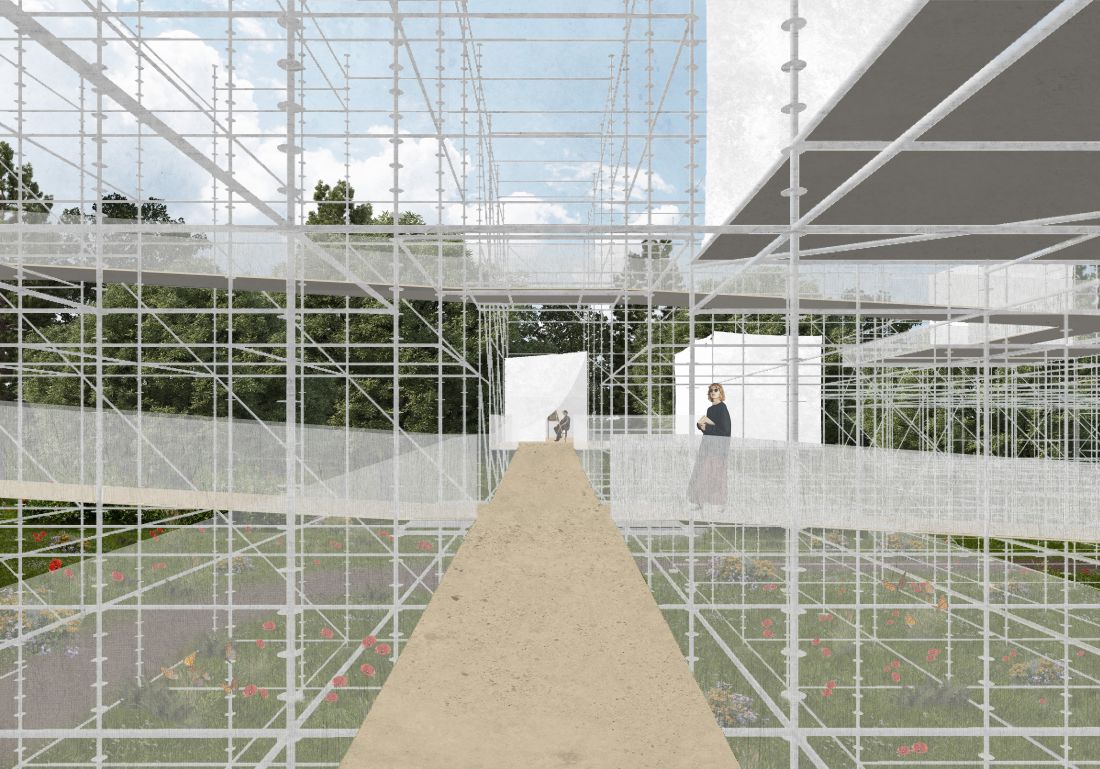 Projekt The Artistory, konstrukcja z rusztowań
