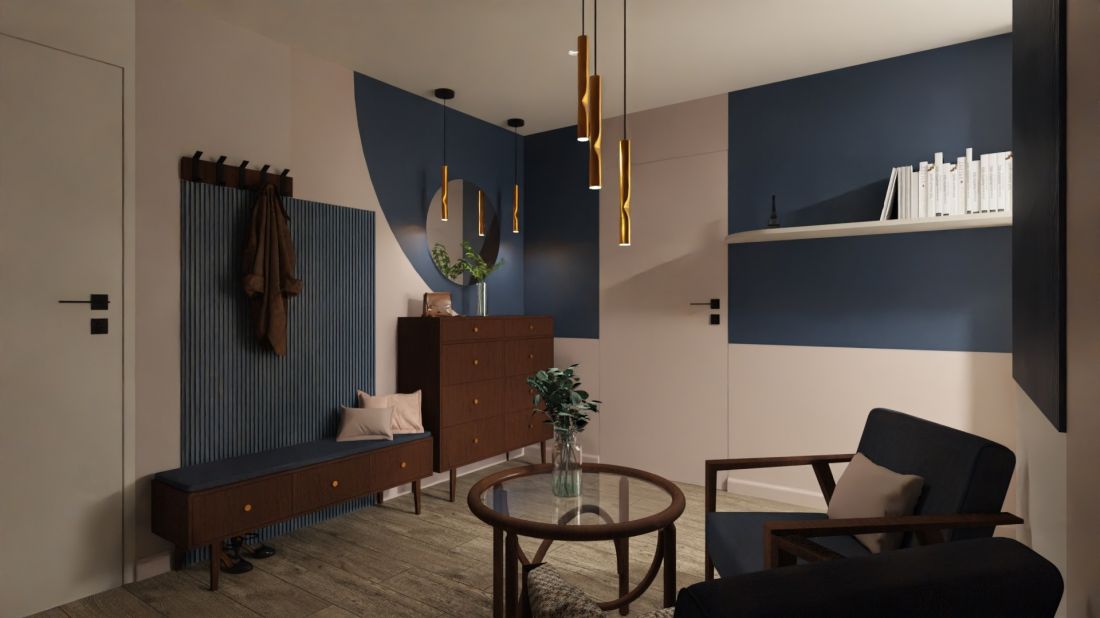 Dodatkowy mini salon zaprojektowany w miejscu dawnego przedpokoju