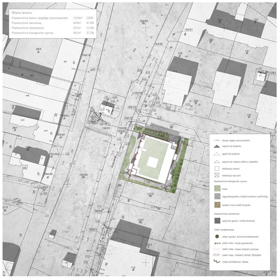 Projekt biurowca, plan zagospodarowania terenu