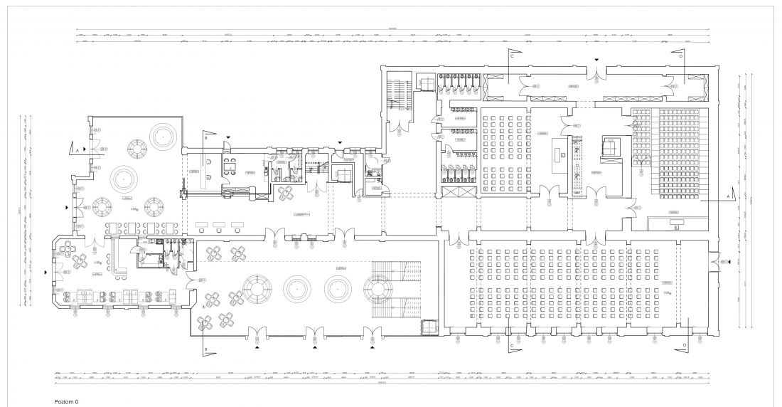 Projekt adaptacji wnętrz Browaru Mieszczańskiego we Wrocławiu, rzut parteru