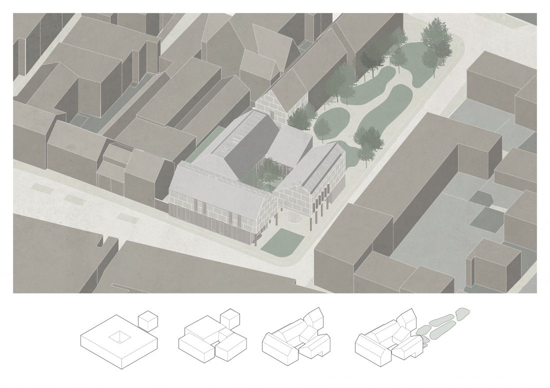 Projekt „To Share: Knowledge”, aksonometria biblioteki