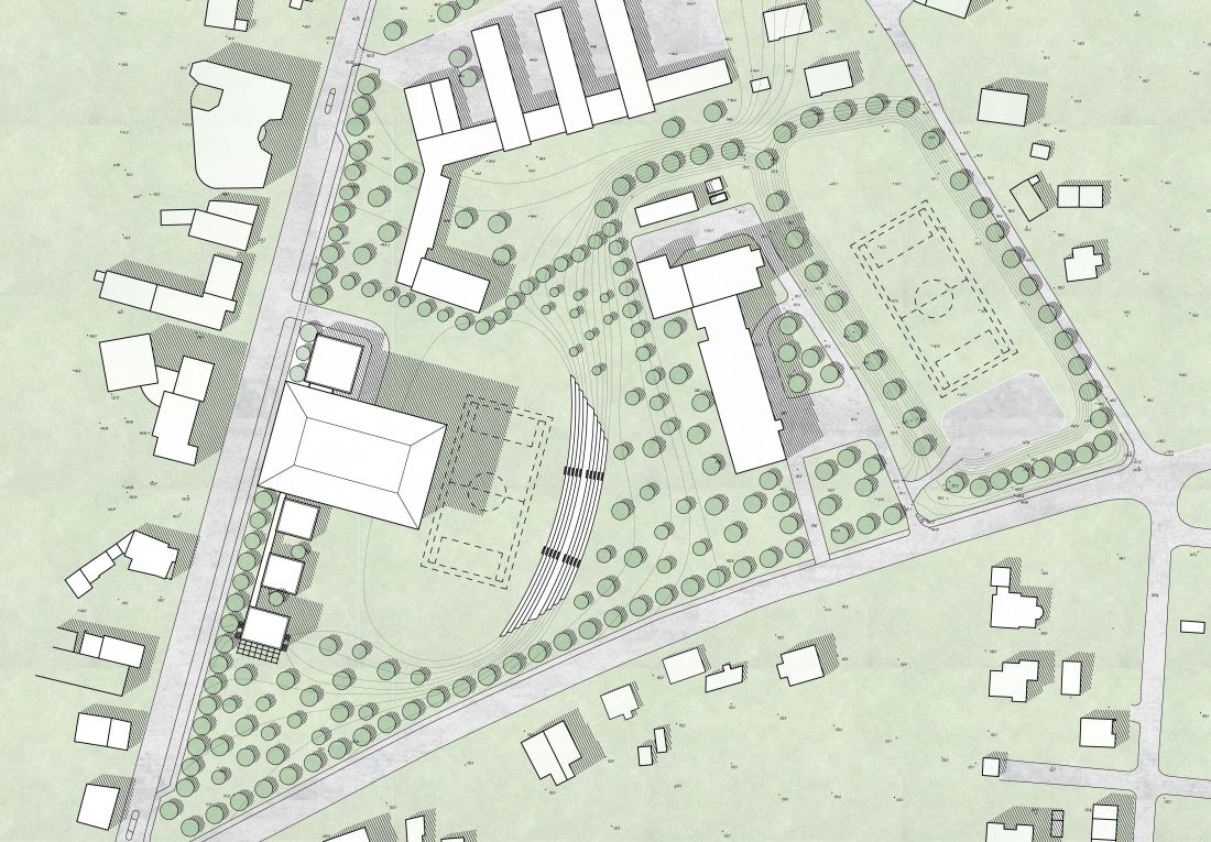 Projekt domu kultury w Grójcu, plan zagospodarowania terenu