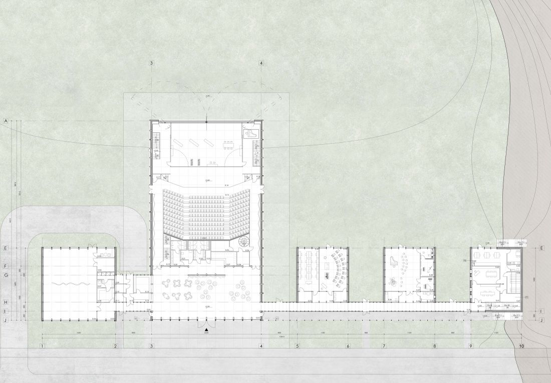 Projekt domu kultury w Grójcu, rzut parteru