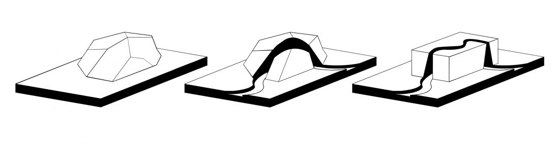 Projekt Volcano Visitors Centre, schemat kształtowania obiektu