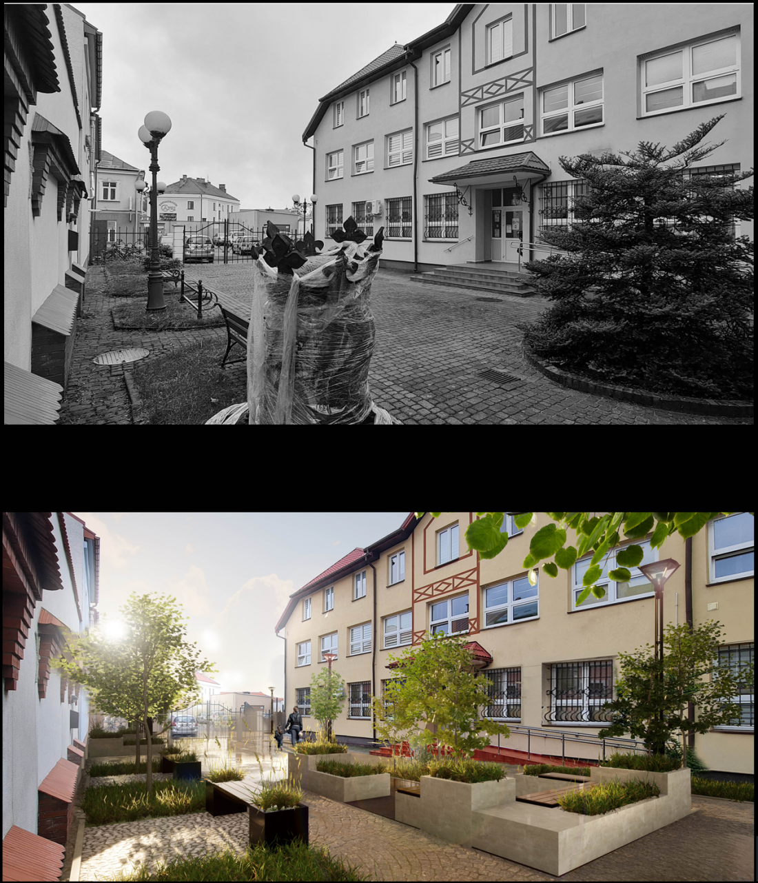 Woonerf zaprojektowany w bezpośrednim otoczeniu rynku