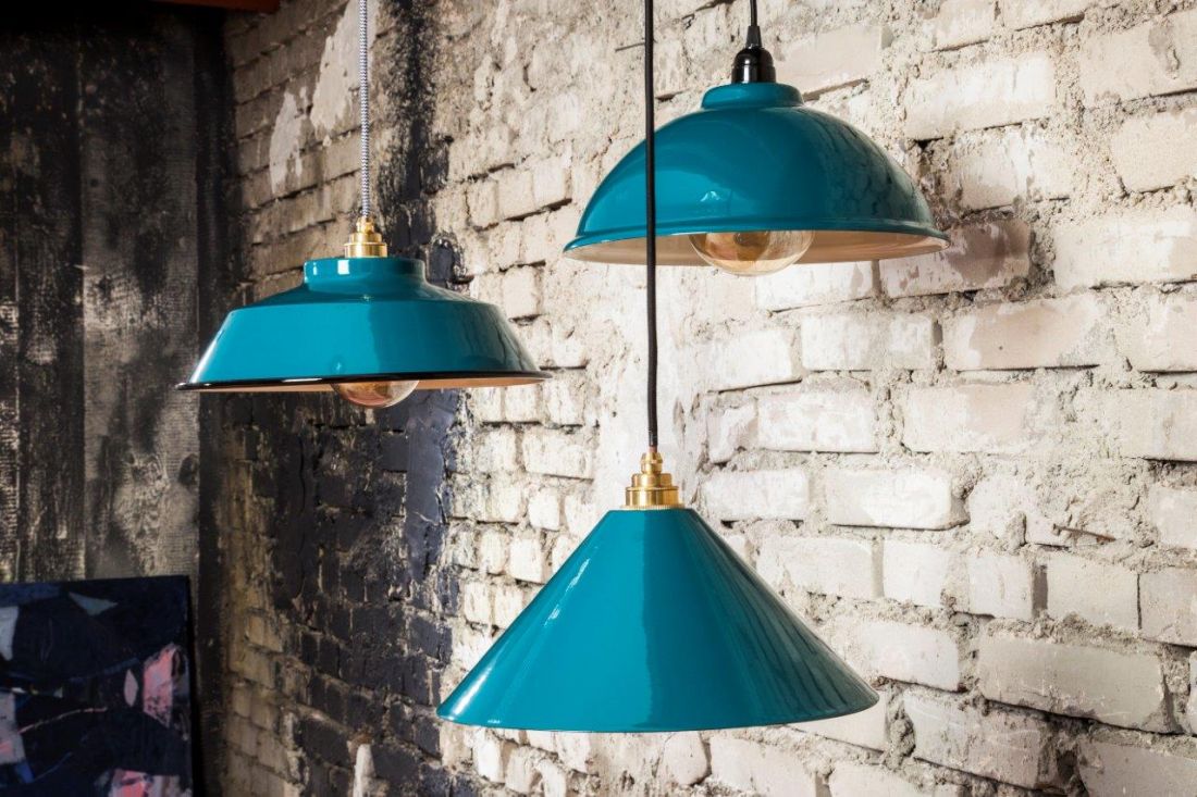lampy emaliowane turkusowe