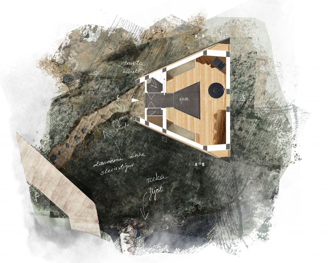 Projekt Islandzkie schronienie, rzut parteru