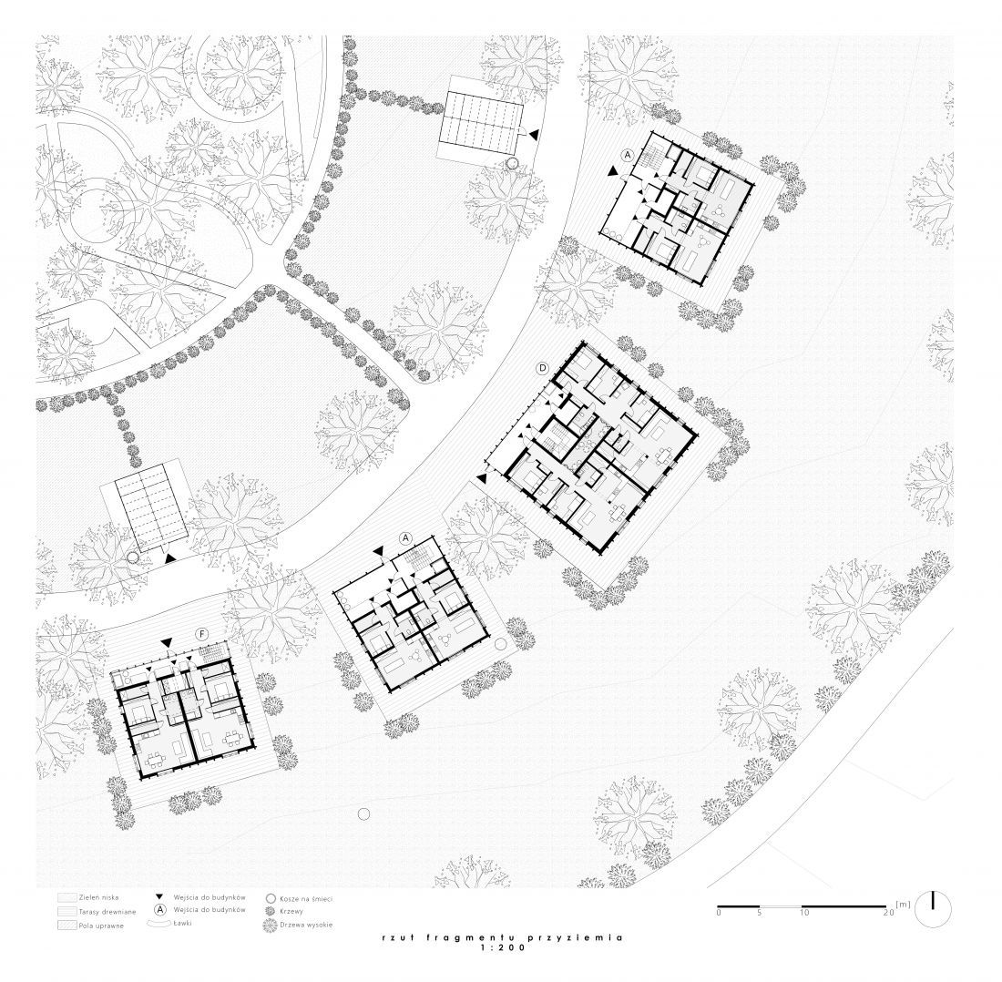 Projekt Re-Wood Housing, fragment rzutu wioski
