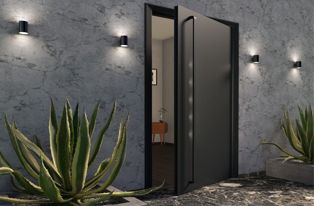 Modułowy uchwyt do drzwi MD90C w wariancie antracytowym z punktowym podświetleniem LED